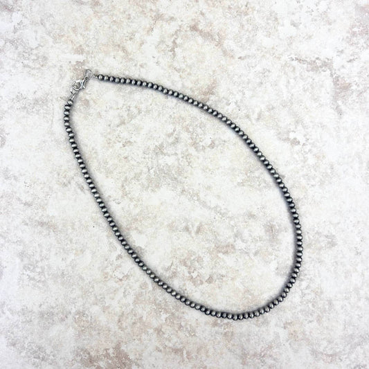 4mm Silver Pearl Bead Necklace