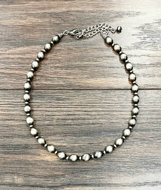 16" 10mm Oval Navajo Bead Necklace