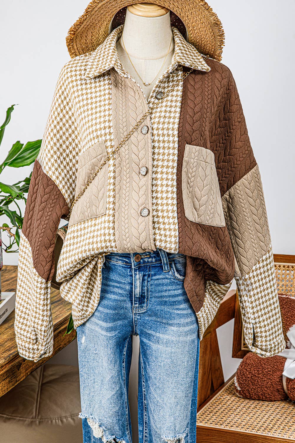 Patchwork Loose Shacket