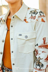 Cream Corduroy Pearl Snap Shirt