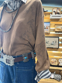 Brown Stone Studded Concho Belt