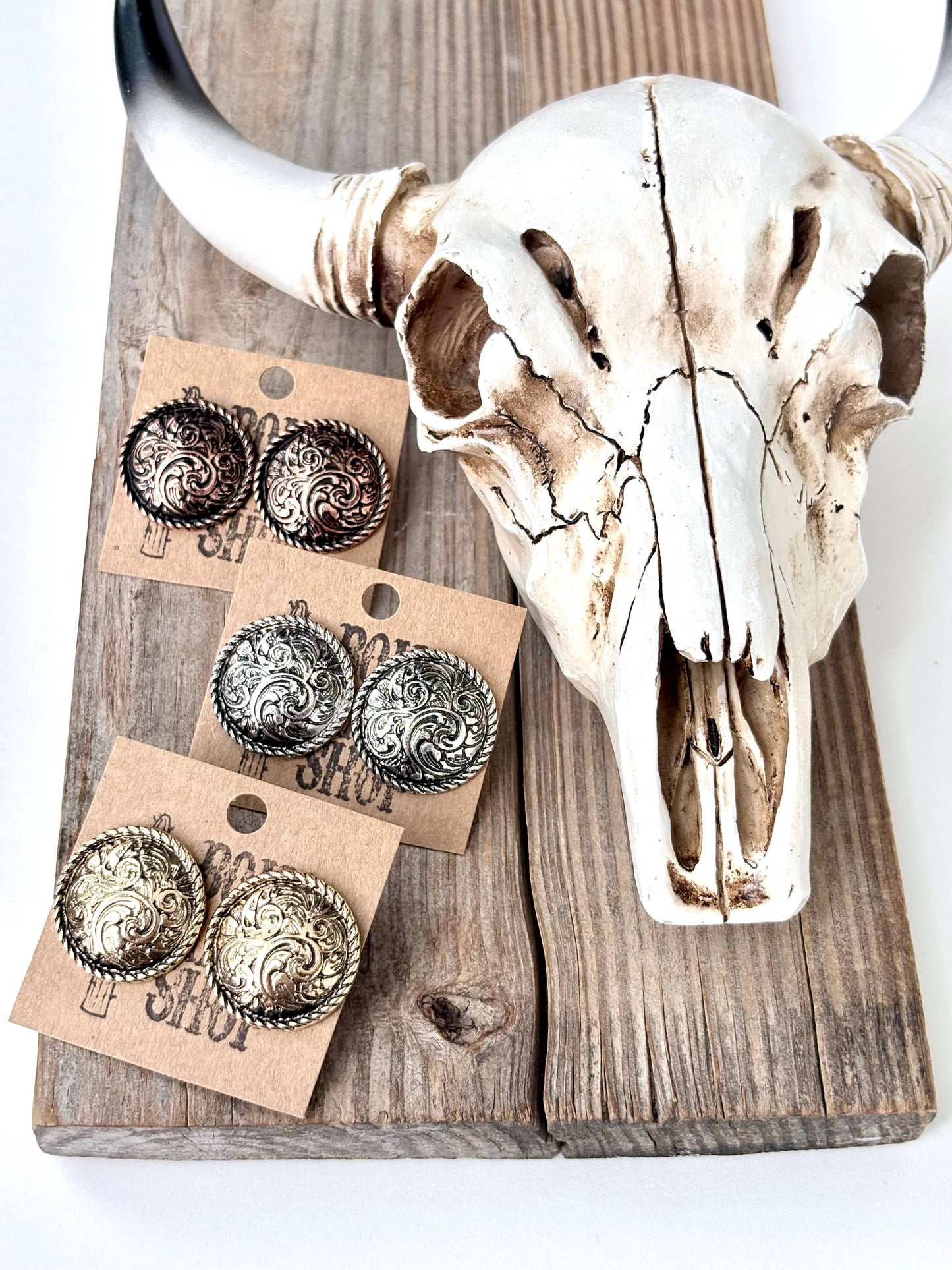 Western Style Round Stud Earrings