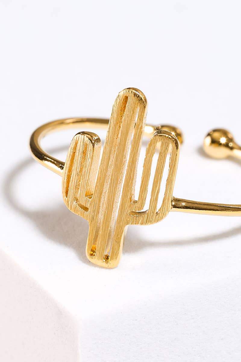 Gold Dipped Delicate Adjustable Cactus Ring