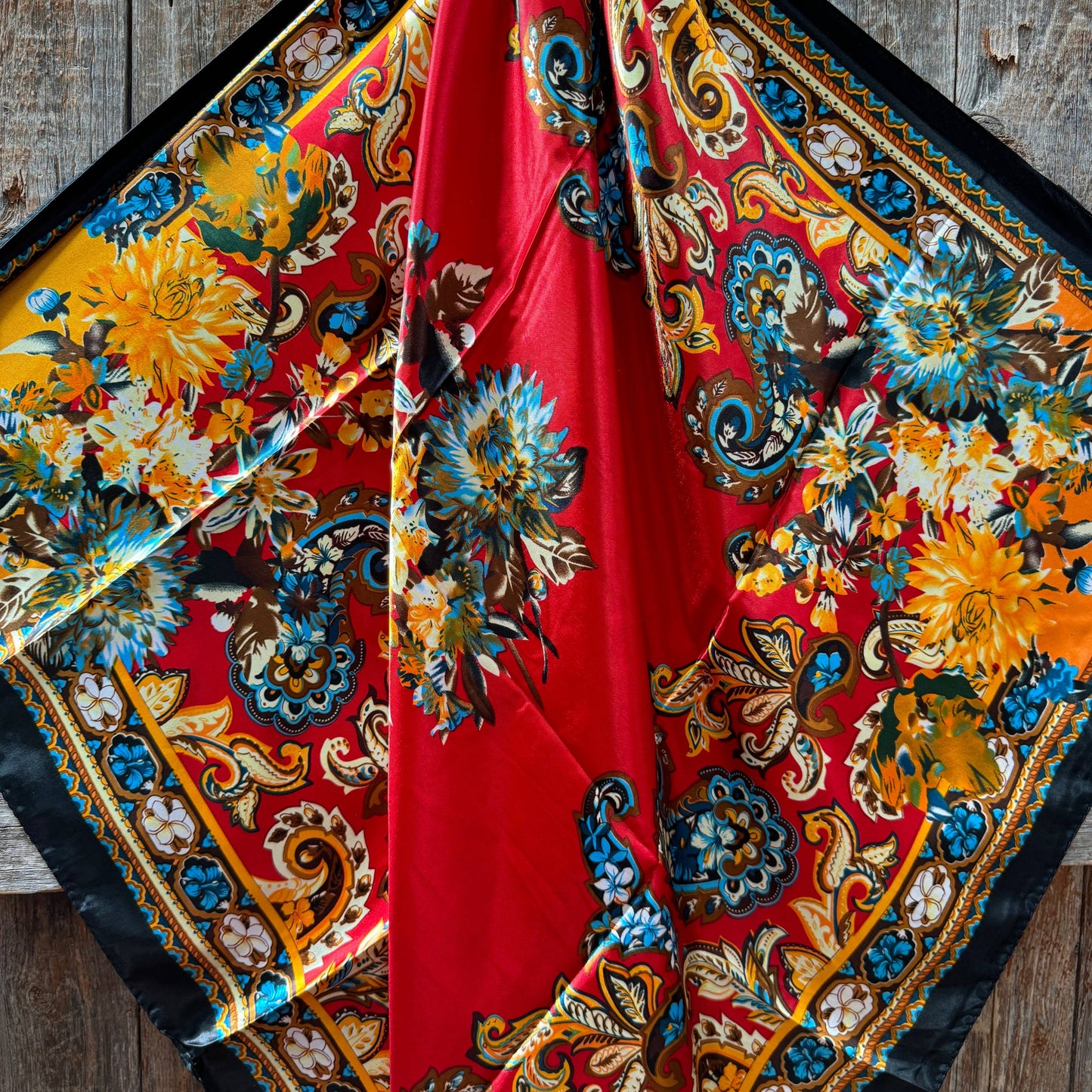 Black and Red Floral Paisley Wild Rag