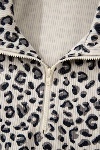 Beige Leopard Quarter Zip