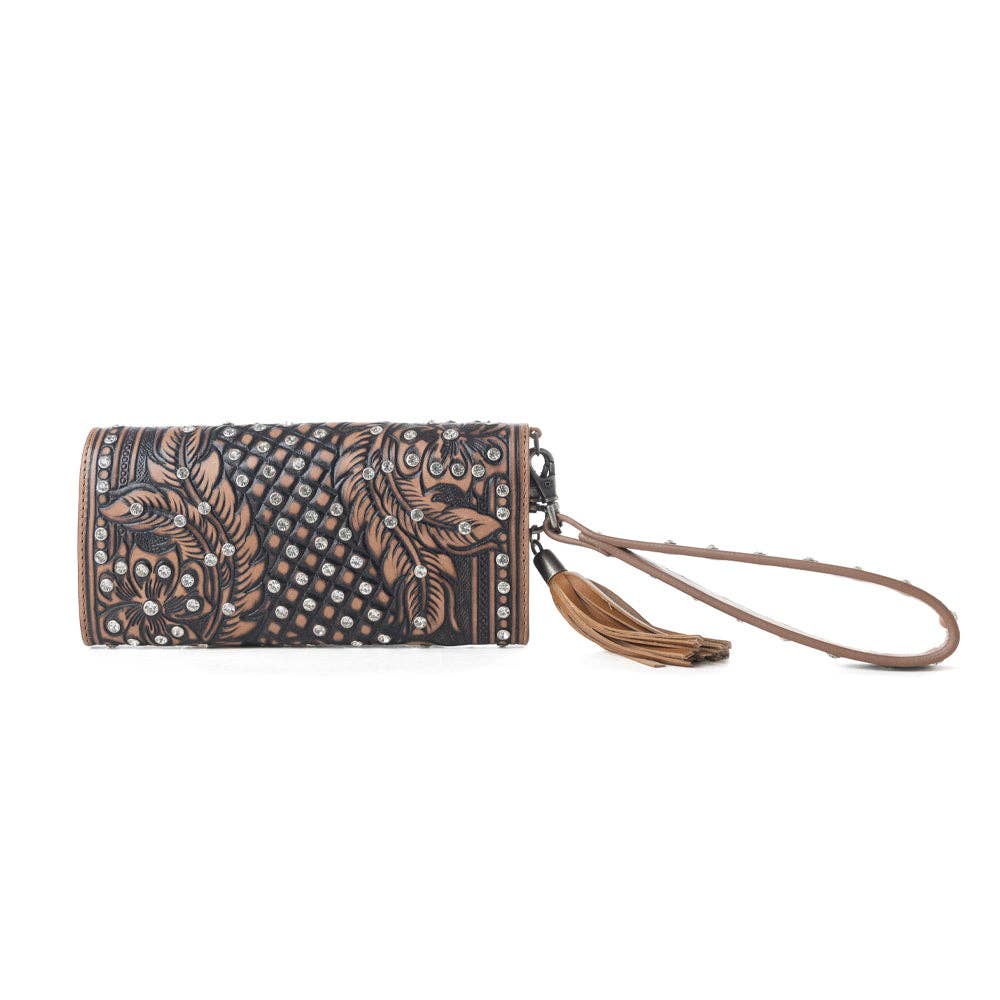 Myra Wildflower Story Handtooled Leather Wallet