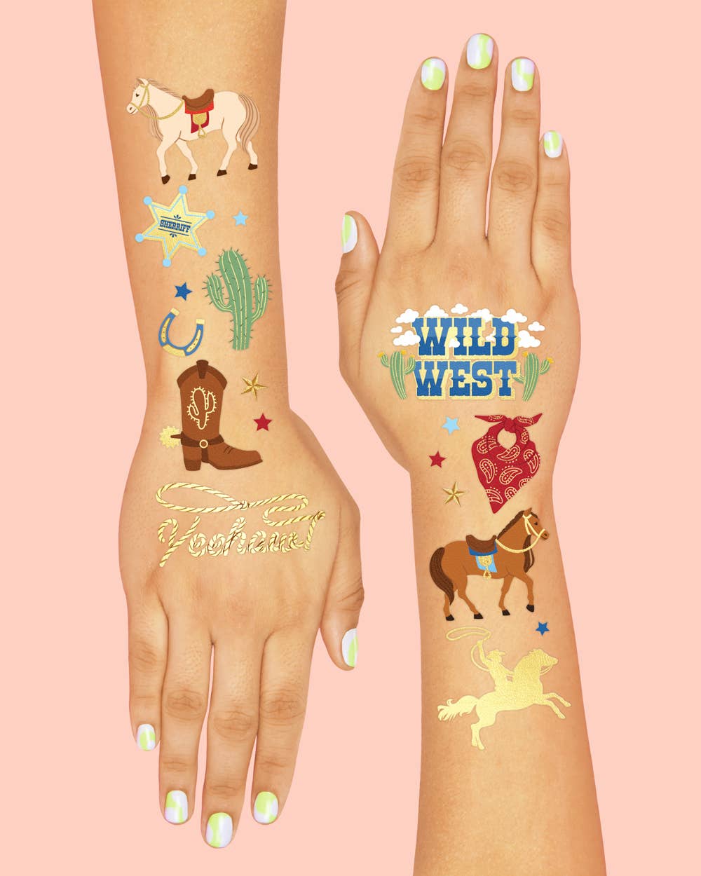 Wild Wild West Tats - 52 temporary tattoos, western kids