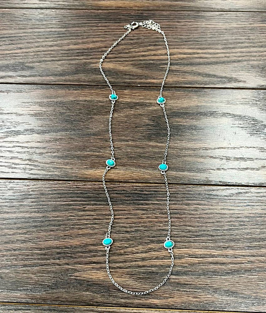 Oval Turquoise Linear Necklace