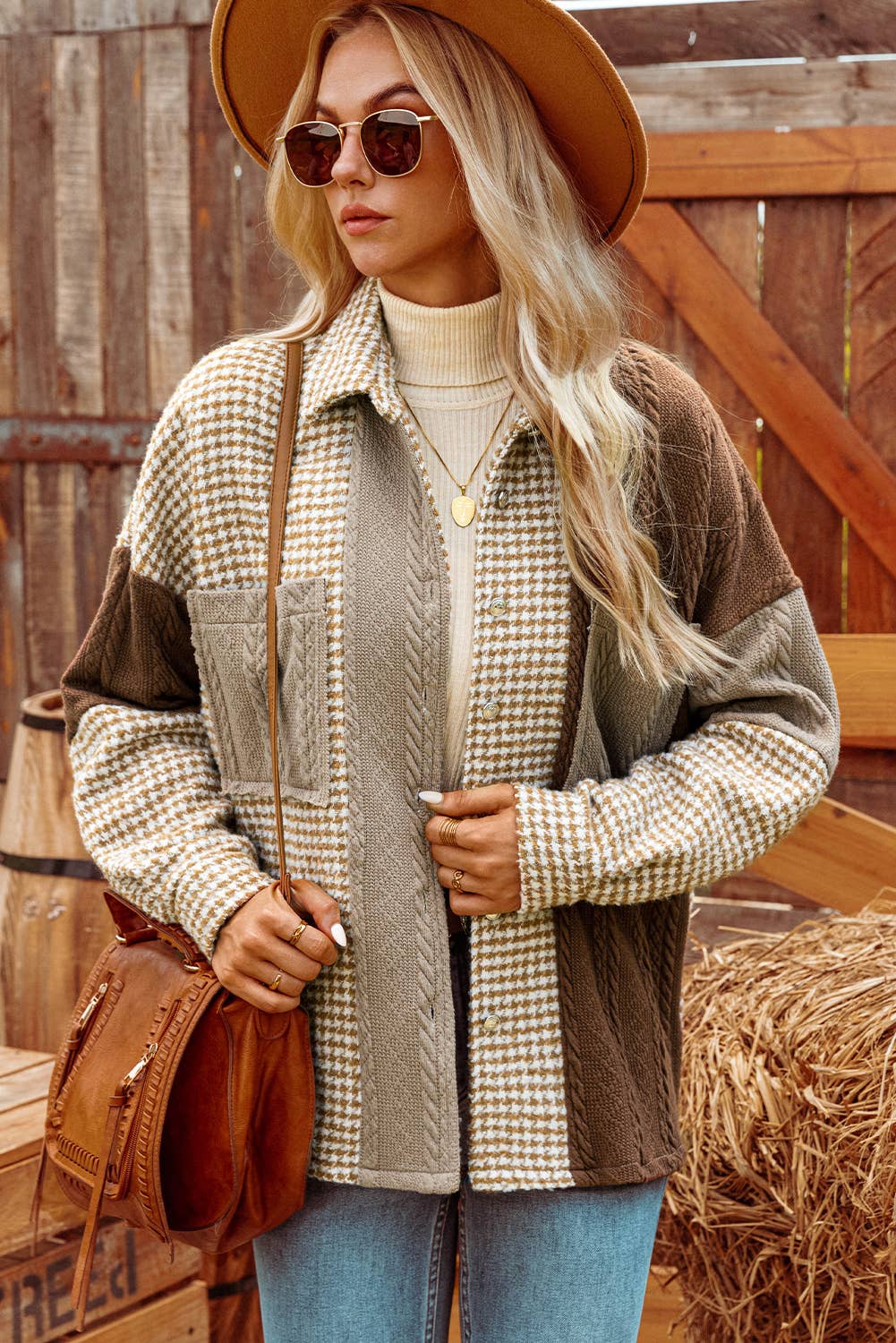 Patchwork Loose Shacket