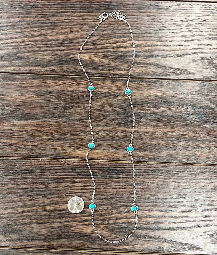 Oval Turquoise Linear Necklace