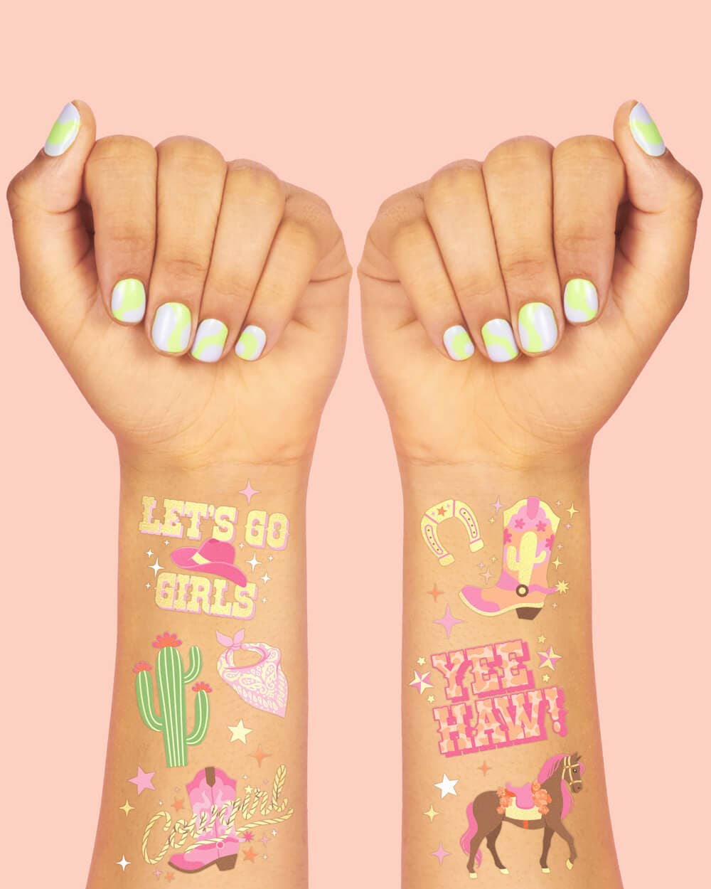 Cowgirl Tats - 46 temporary kids tattoos Western Rodeo Horse