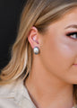 Small Burnished Silver Flower Stamped Concho Earring