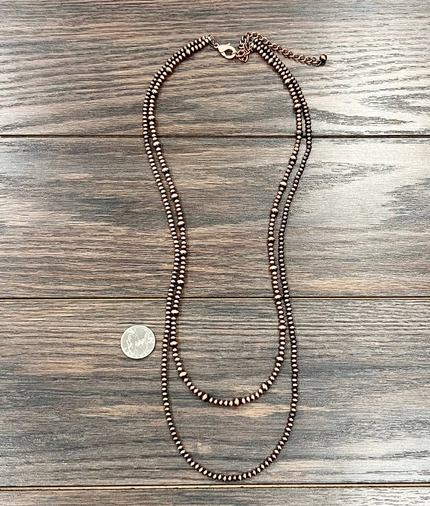 30" 2-strannd Copper Navajo Bead Necklace