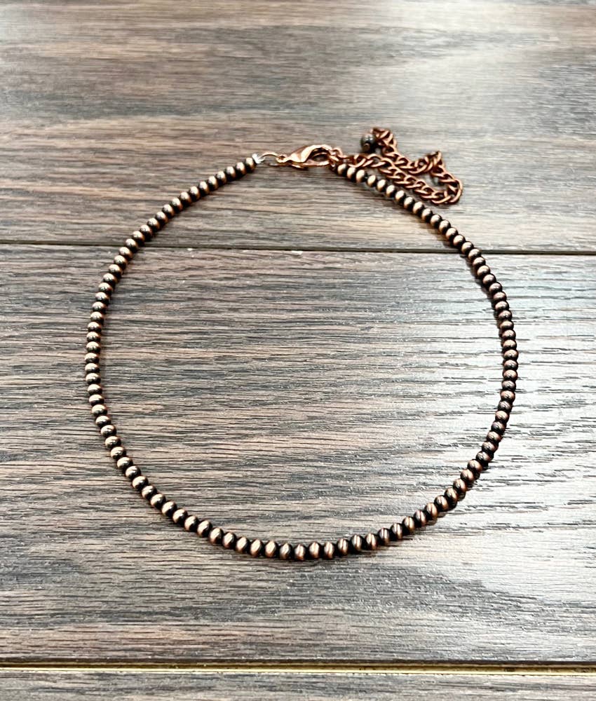 15" 4mm Copper Bead Necklace