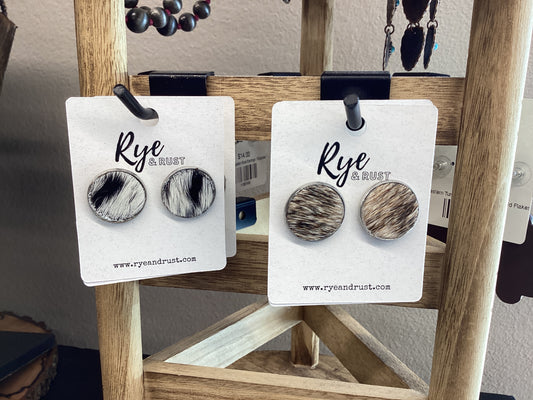 Cowhide Stud Earrings