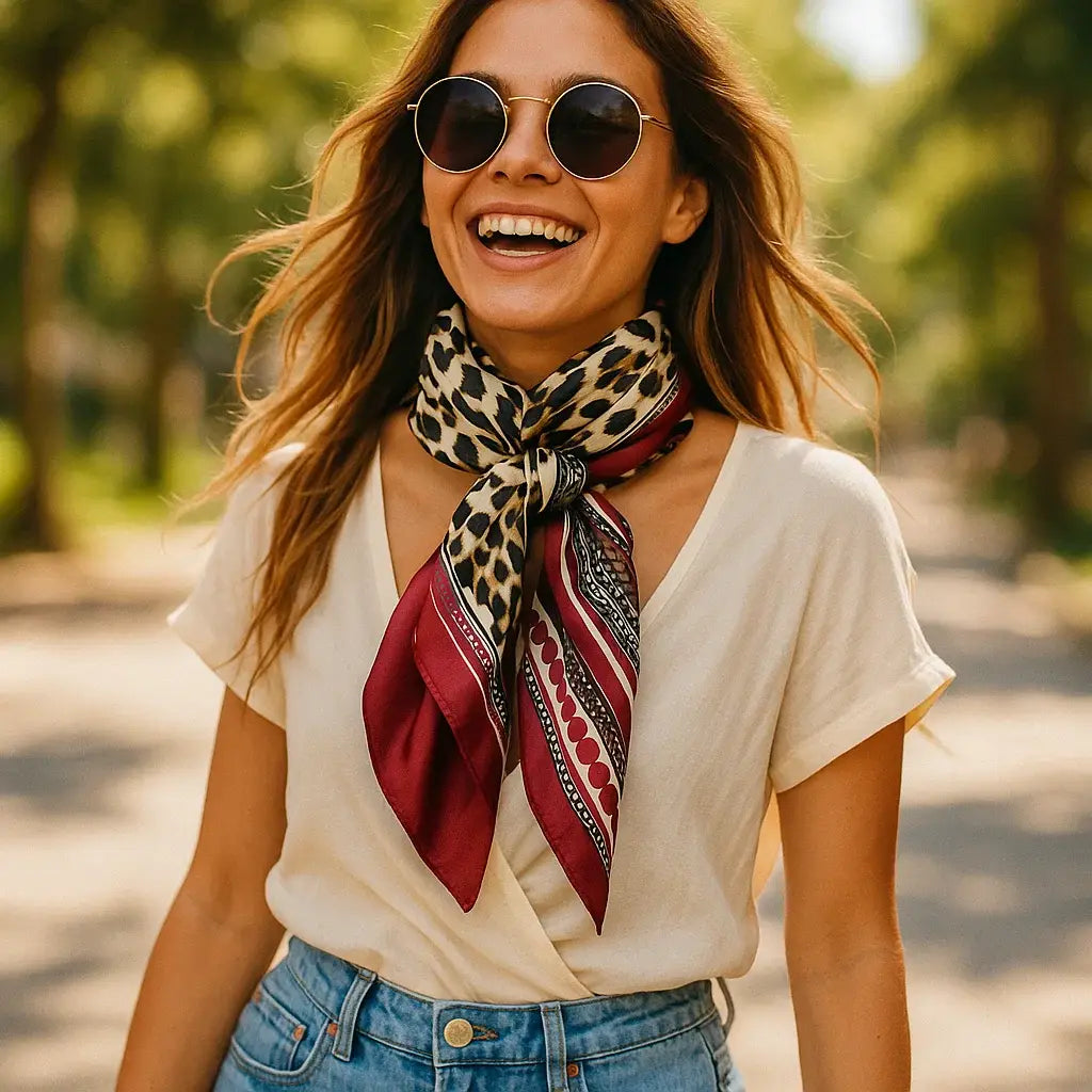 Wine Leopard Print Wild Rag