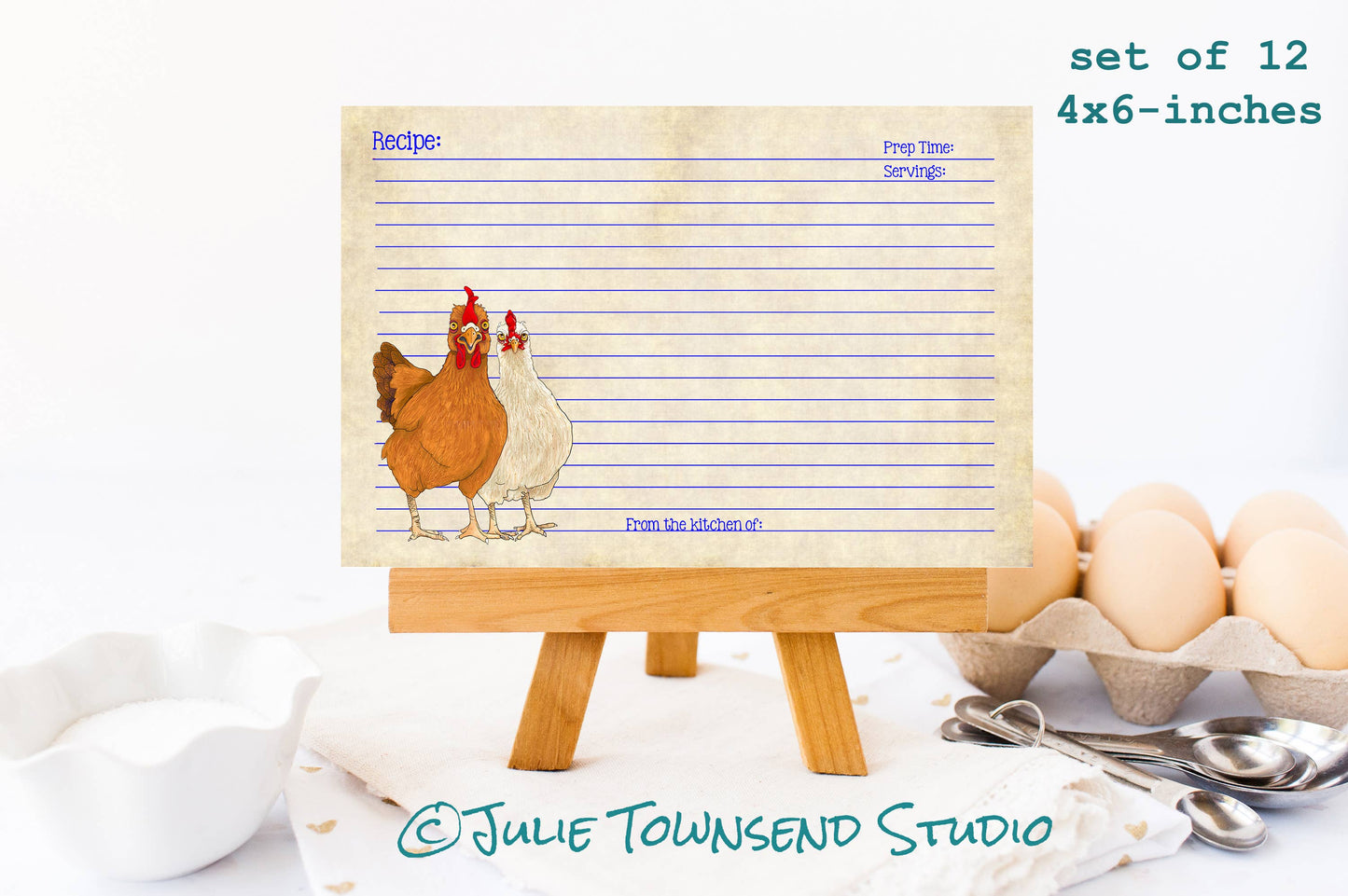 Set of 12 Cute Chicken Recipe Cards
