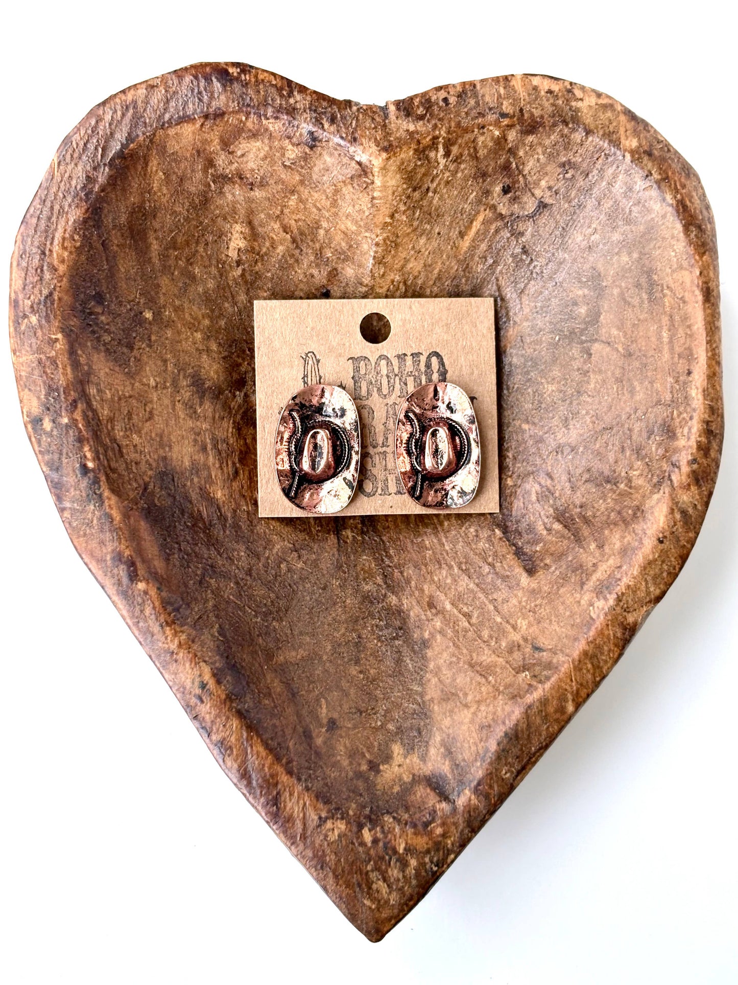 Metal Cowboy Hat Stud Earrings