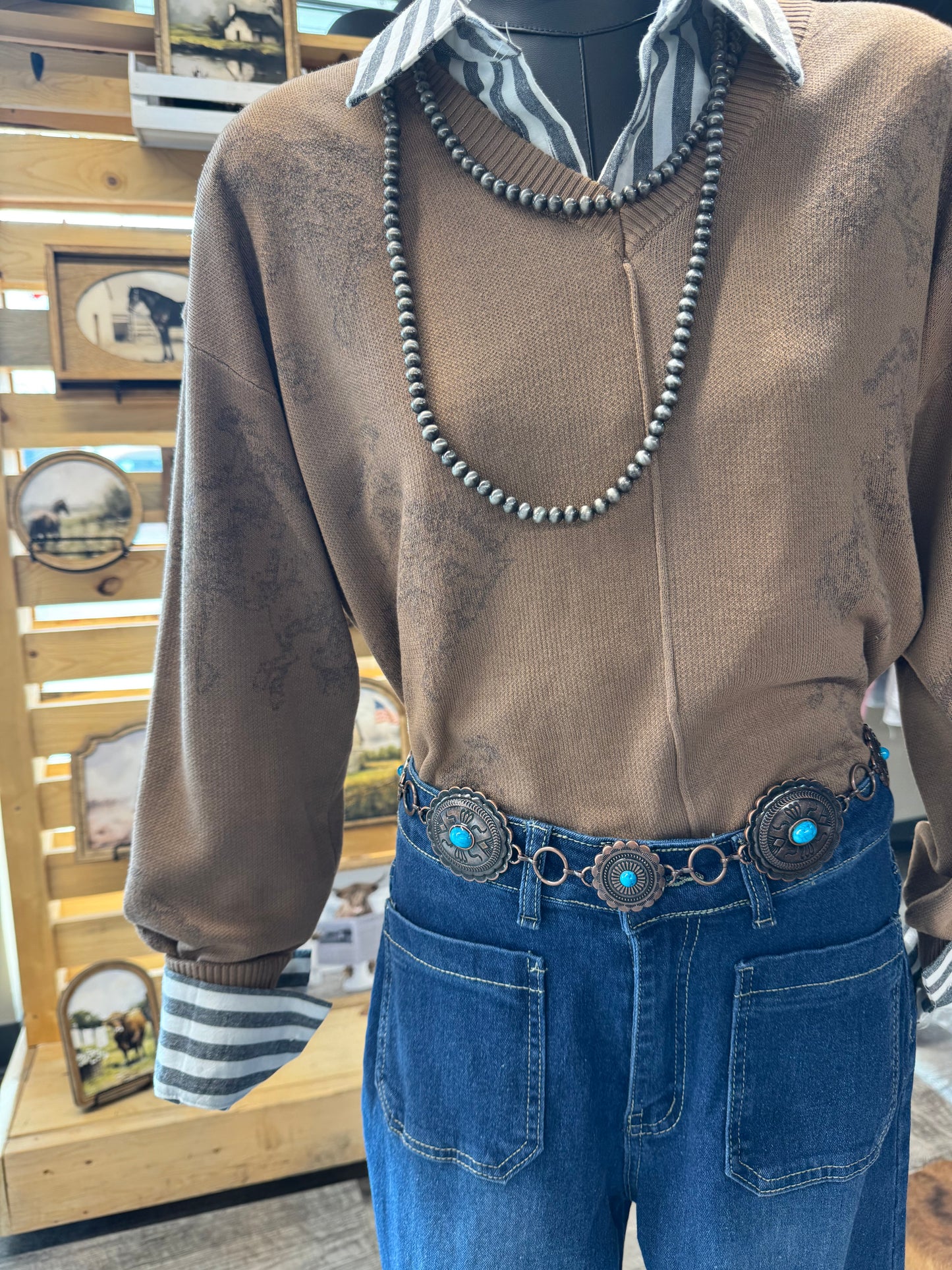 Copper Stone Metal Concho Belt