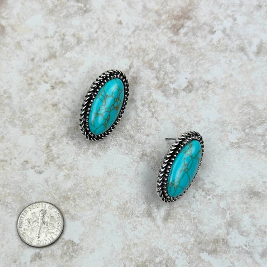 Faux Turquoise Oval Earrings