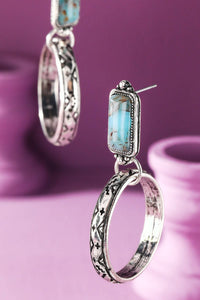 Stamped Stone Hoop Earring