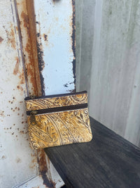 Small Embossed Leather Zipper Pouch