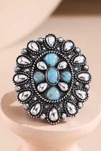 Stone & Silver Concho Ring