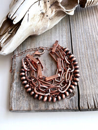 5 Layered Chunky Chain & Pearl Bracelet