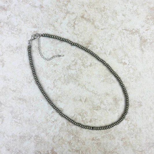 5mm Roundel Silver Pearl Bead Necklace