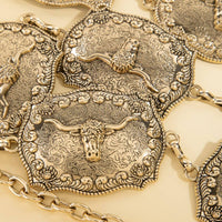 Western Longhorn Engraved Chain Belt