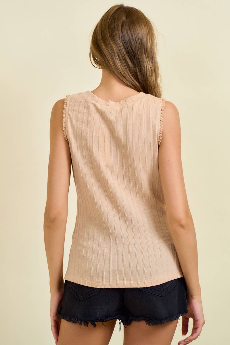 Textured Knit Ruffle Tank