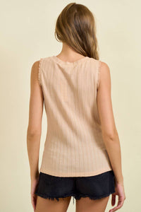 Textured Knit Ruffle Tank