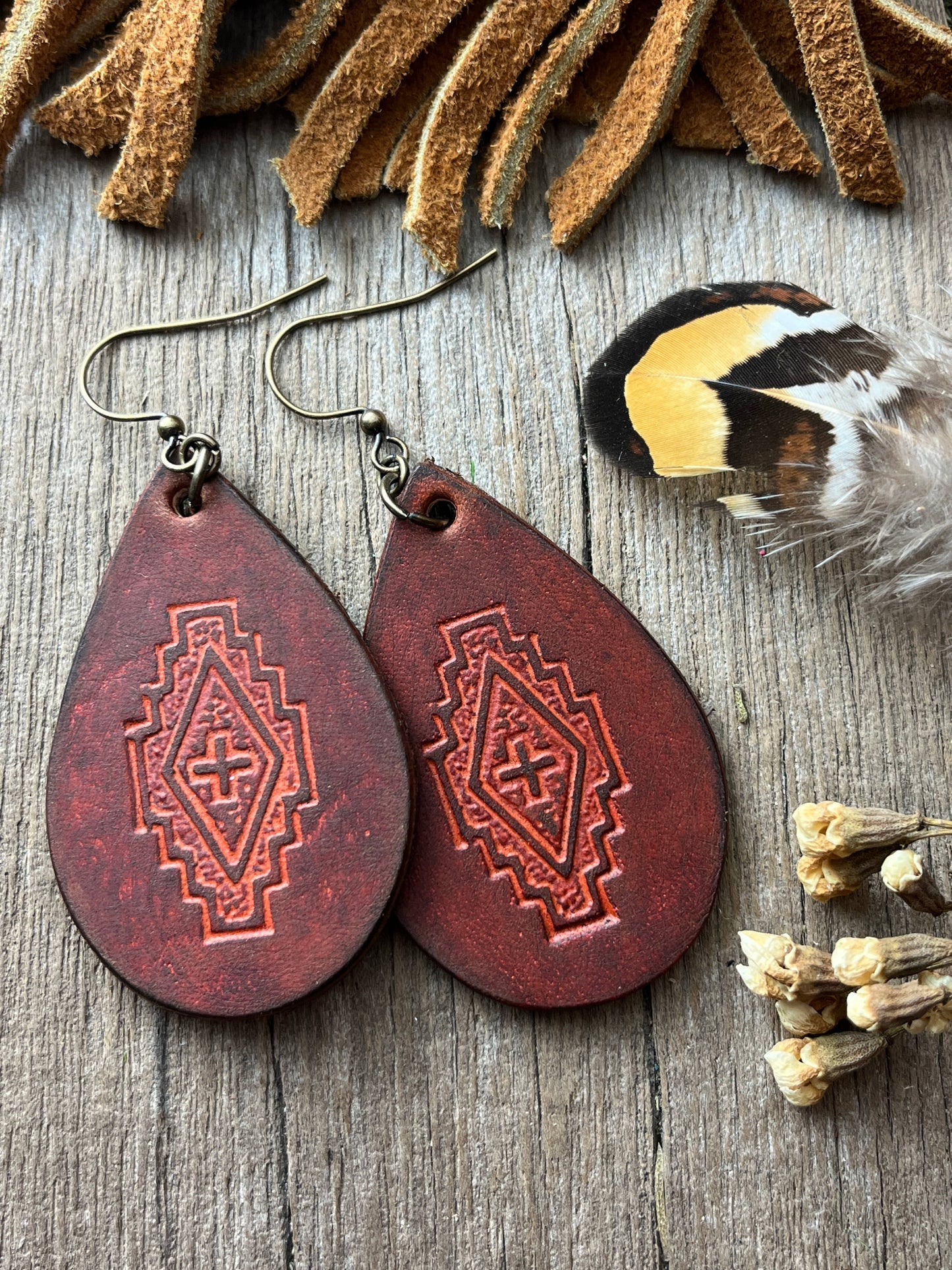 Leather Earrings Southwest Style