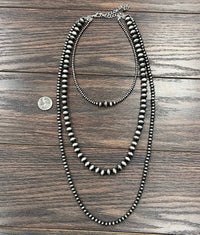 30" Silver Bead 3-Strand Necklace