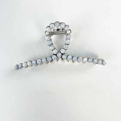 White Stone Metal Claw Clip