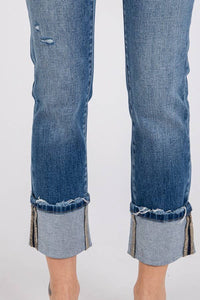 Slim Straight Cuffed Jeans
