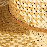 Two Tone Straw Braided Patches Cowboy Hat