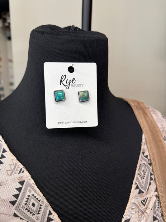 Turquoise Square Stud