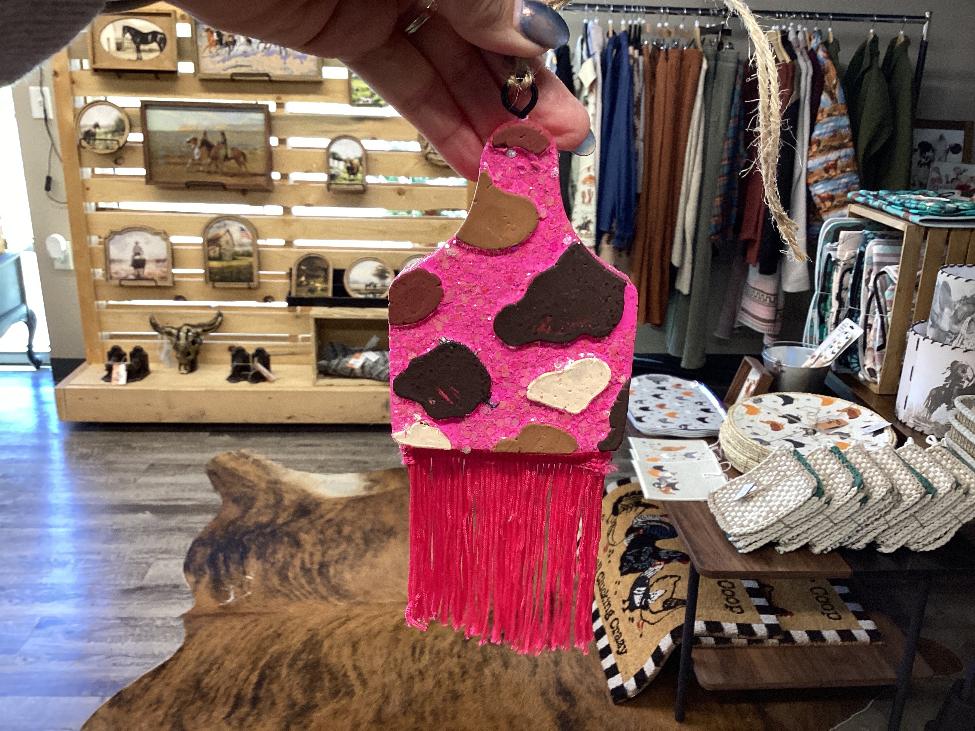 Pink Cow Tag Freshie