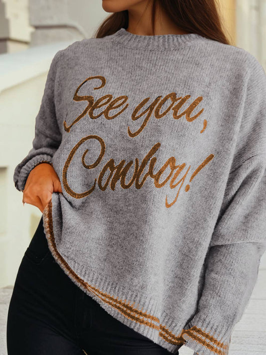 See You Cowboy Embroidered Sweater