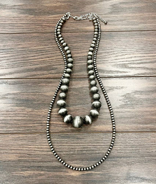 34" 2-strand Graduated Navajo Bead Necklace