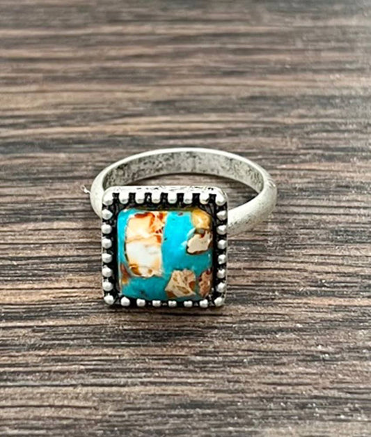 10mm Square Gemstone Ring
