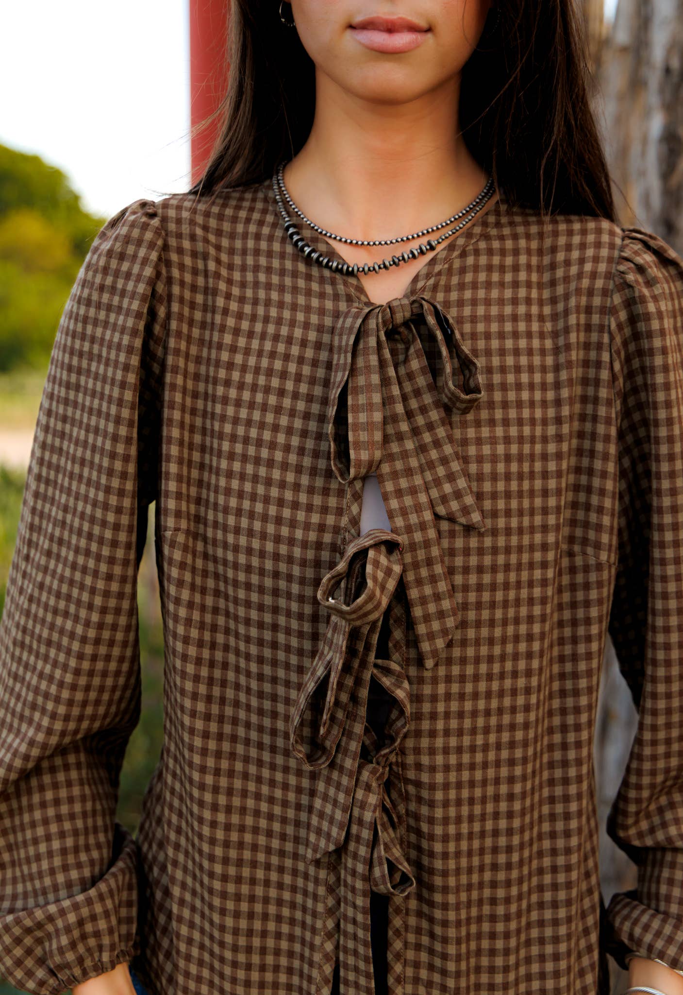 Gingham Tie Top