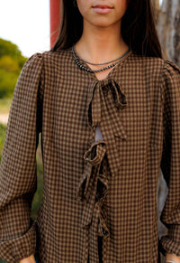 Gingham Tie Top