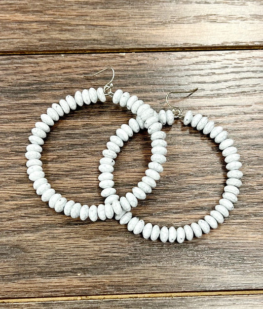 White Beaded Hoops