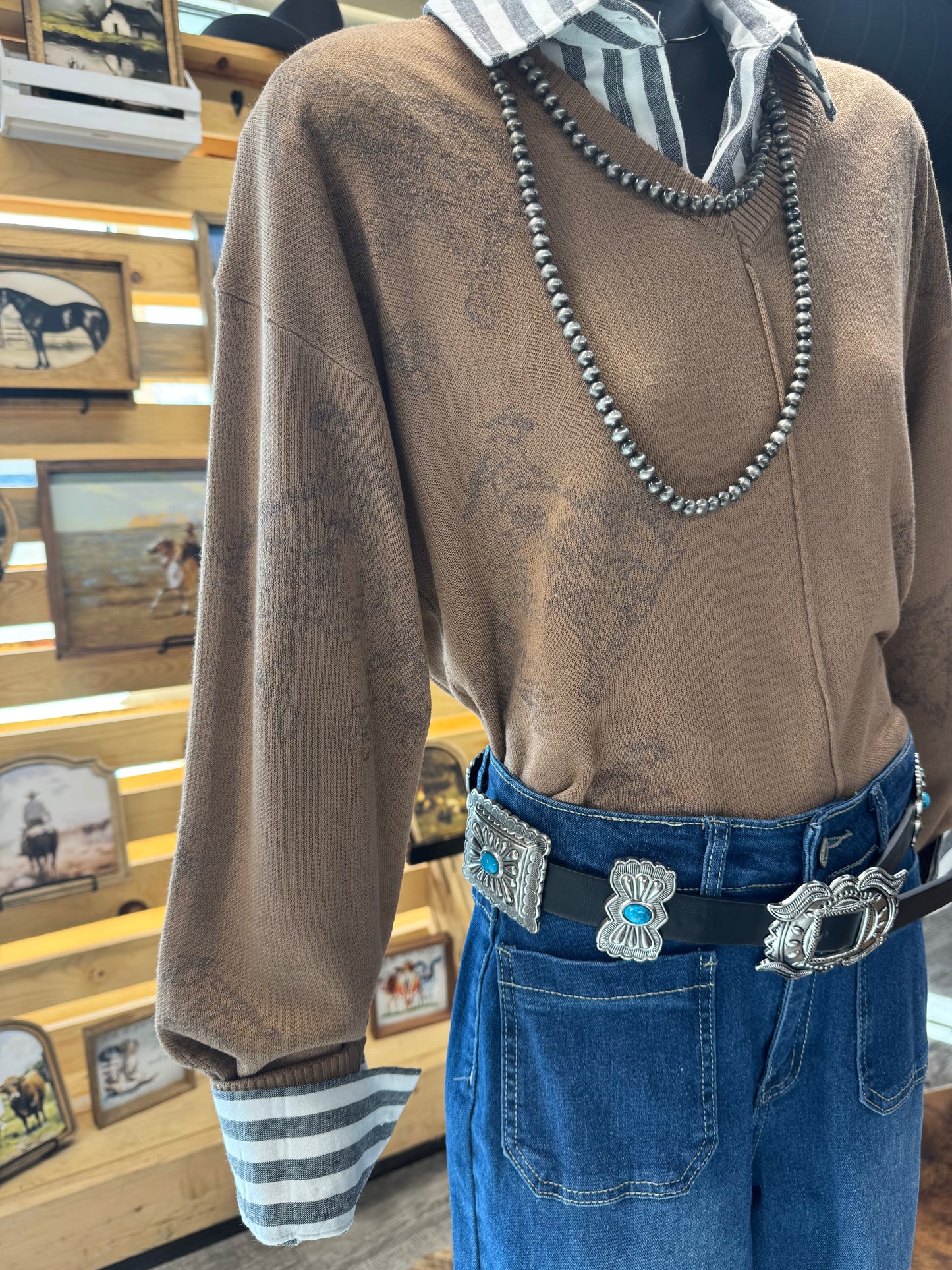 Black Stone Studded Concho Belt