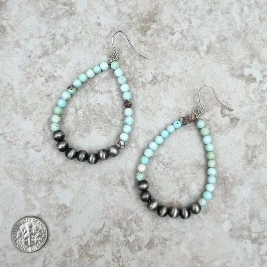Light Blue & Silver Pearl Teardrop Earrings