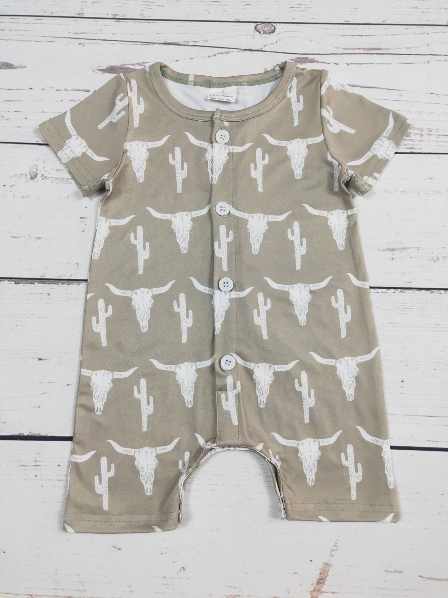 Tan Cactus Cows Printed Romper