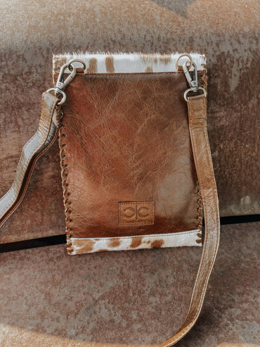 Cowhide Purse with Buckle Accent