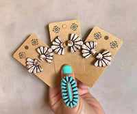 Clay White Half Flower Earring